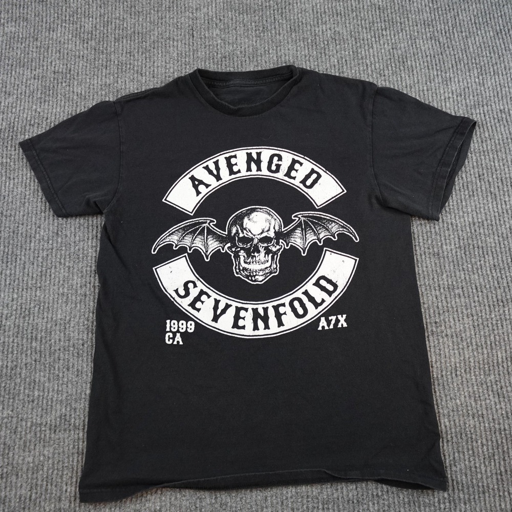 Avenged Sevenfold Shirt Mens Small Black Skull Graphic Band Tee A7X Rock Music